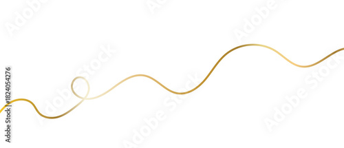 Sleek gold stroke, subtle golden ribbon isolated on white background, vector artwork.