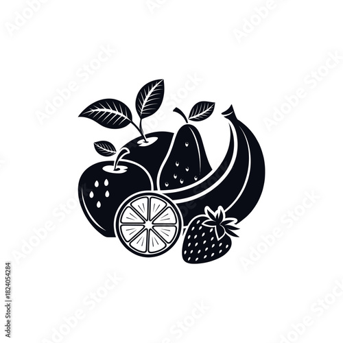 fruits silhouette logo vector line art logo design