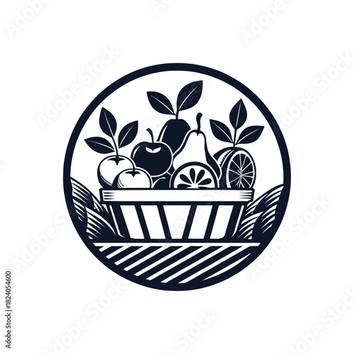 fruits silhouette logo vector line art logo design