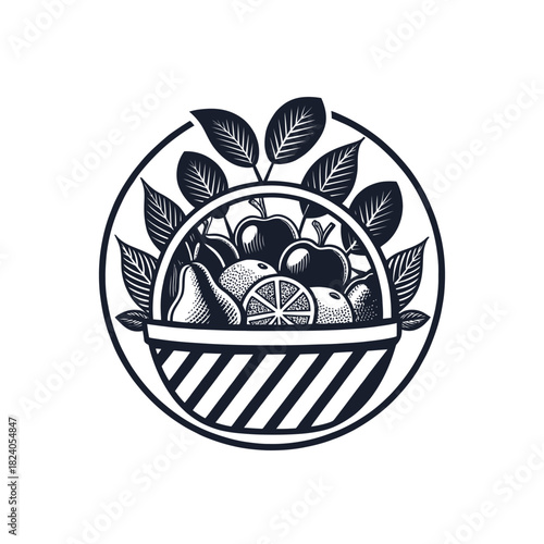 fruits silhouette logo vector line art logo design