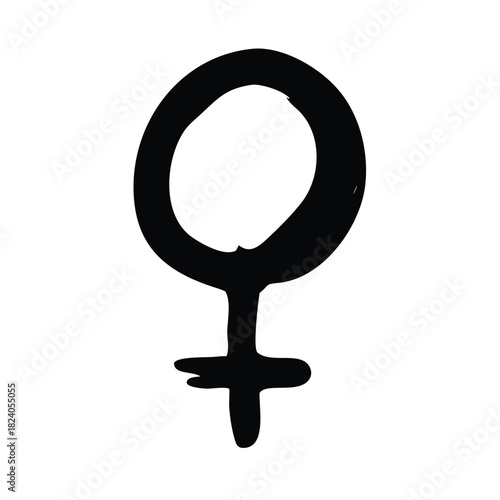 A black hand-drawn Venus symbol on a white background.