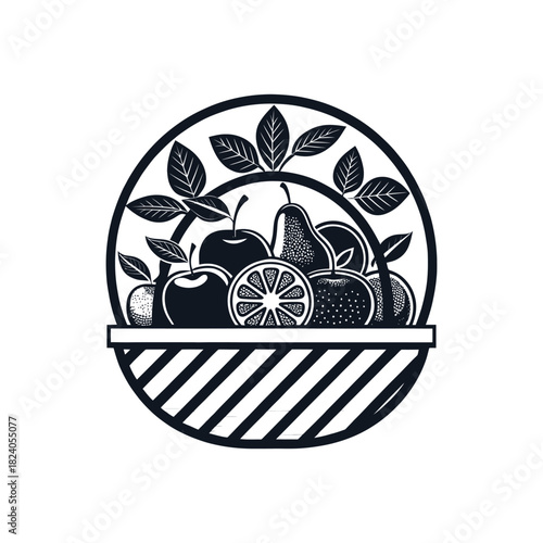 fruits silhouette logo vector line art logo design