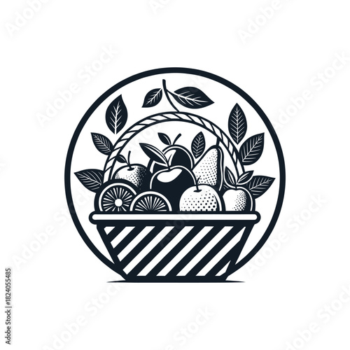 fruits silhouette logo vector line art logo design