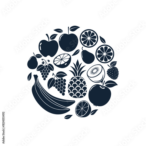 fruits silhouette logo vector line art logo design