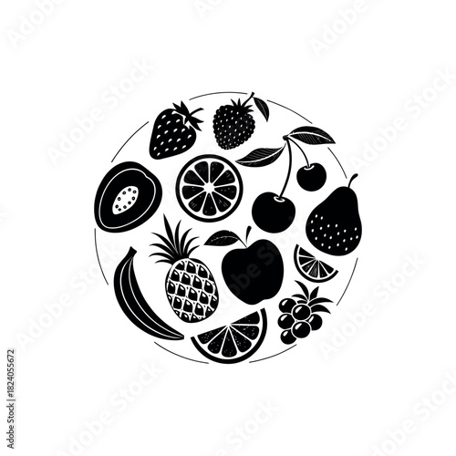 fruits silhouette logo vector line art logo design