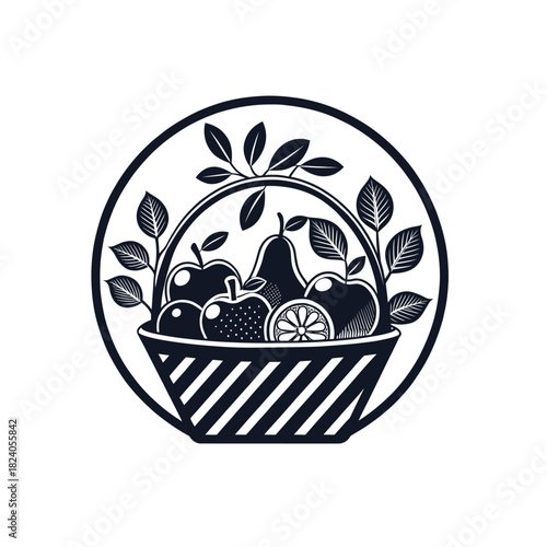 fruits silhouette logo vector line art logo design