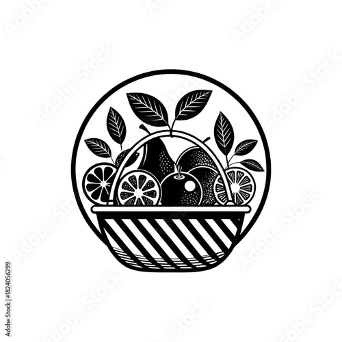 fruits silhouette logo vector line art logo design