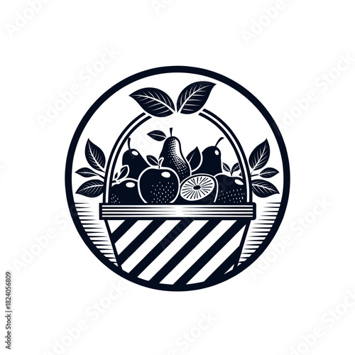 fruits silhouette logo vector line art logo design