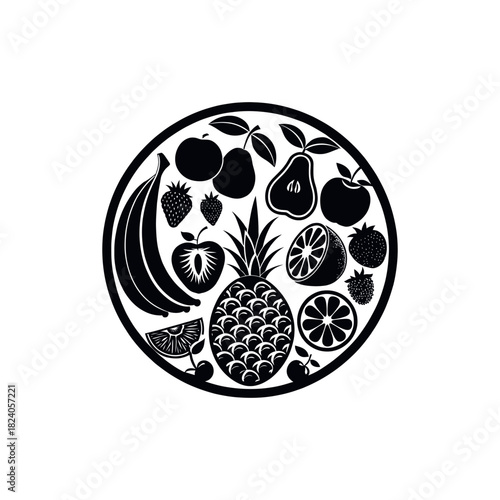 fruits silhouette logo vector line art logo design