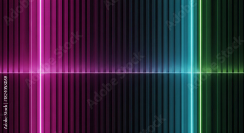 Wallpaper Mural Neon Lights Vertical Grid Background Magenta Teal Green Copy Space Torontodigital.ca