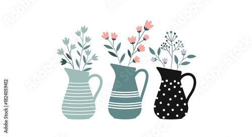 Three Vases with Flowers: A Colorful Still Life.