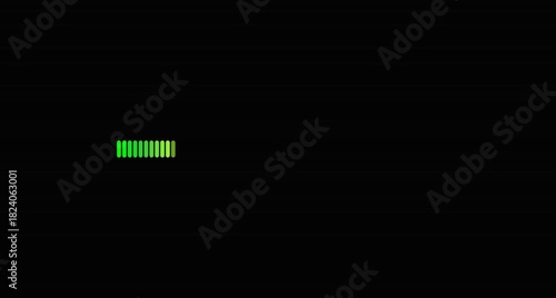 High-Tech Green Audio Level Meter Animation, Futuristic Sound Visualizer, 4K Looping Equalizer Bars