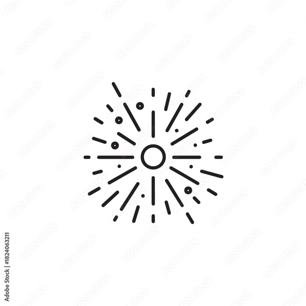 Obraz premium Fireworks Spark Outline Icon Celebration Festival Holiday Party Event Vector Design