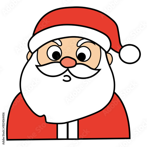 Santa Claus emotions: surprised cartoon santa claus head and shoulders portrait