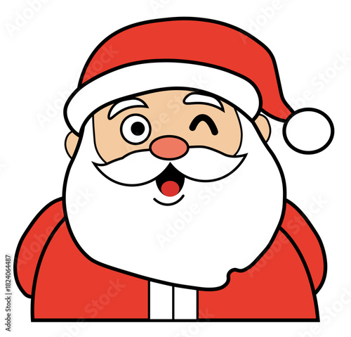 Santa Claus emotions: winking cartoon santa claus face expression illustration
