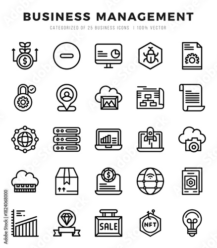 Set of Business Management icons in Lineal style. Lineal Icons symbol collection.