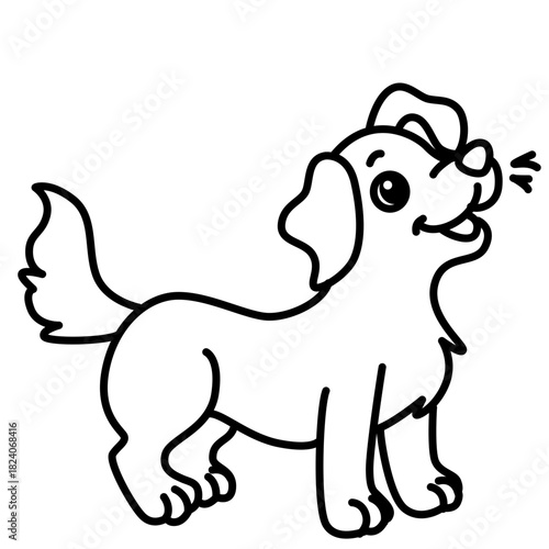 Cute smiling dog line art icon, perfect for friendship, happiness, or illustrating cheerful, loving, and minimalist animal art.
