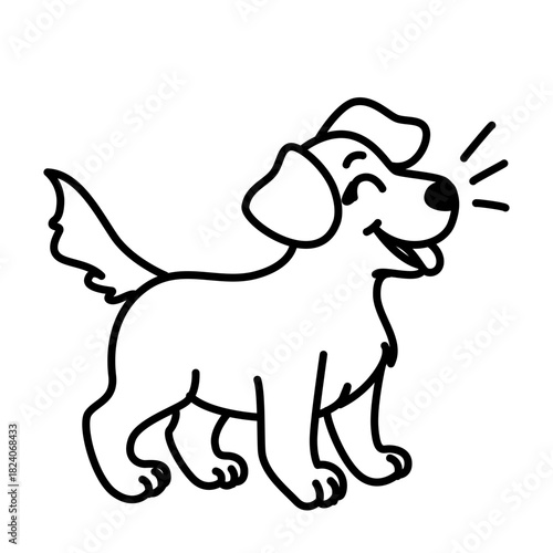 Cute barking dog line art icon, suitable for pets, loyalty, or illustrating joyful, energetic, and minimalist animal art.