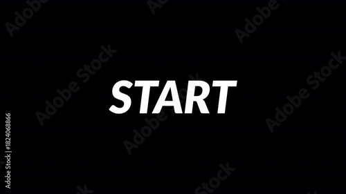  start animation animated  Start  text with glitch effect. animated start text for opening intro video with glitch distortion effect with solid background in HD animation 