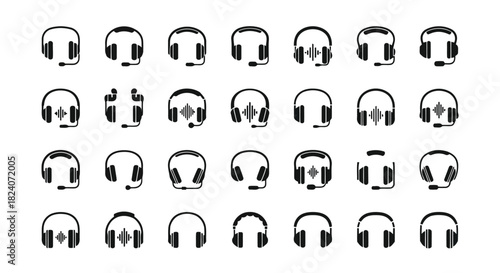 Headphones and headsets icon set