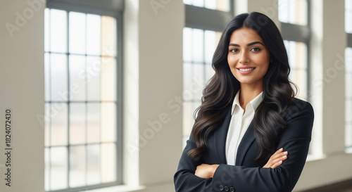 Young corporate woman standing confidently Free Download Young corporate woman standing confidently - GFXLoad
