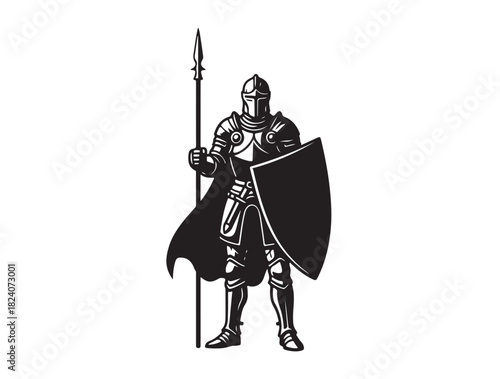 Shield Guard in silhouette white background 