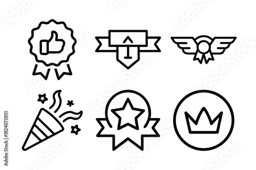 Awards and achievements outline icon set