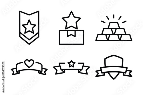 Outline icons for achievements rewards success