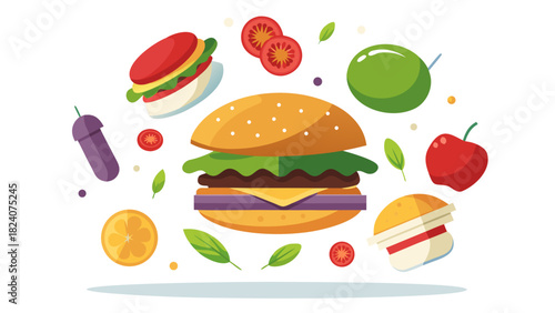 Burger ingredients white