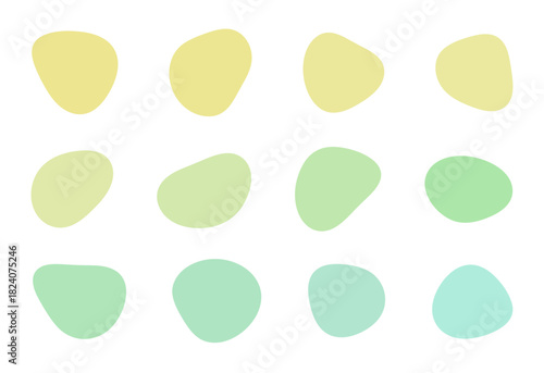 YELLOW・GREEN　有機的なシェイプ　図形　12個セット