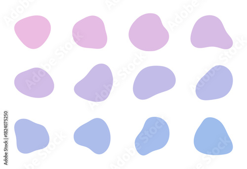 PINK / BLUE　有機的なシェイプ　図形　12個セット