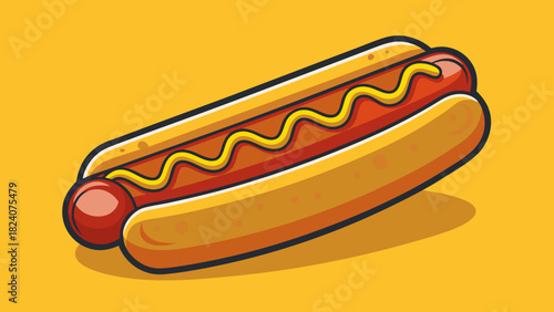 Tasty hot dog with mustard illustration
