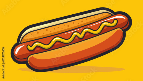 Classic hot dog with mustard on bun