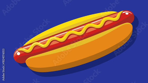 Classic hot dog with mustard illustration
