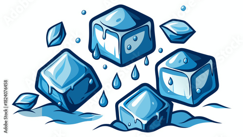 Melting ice cubes on