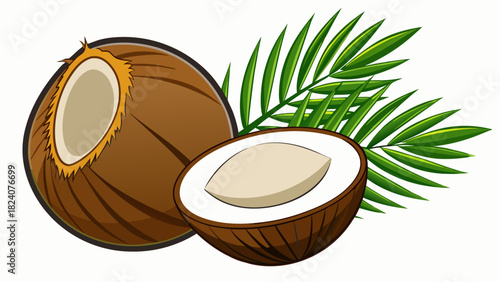 Coconut and palm leaf white