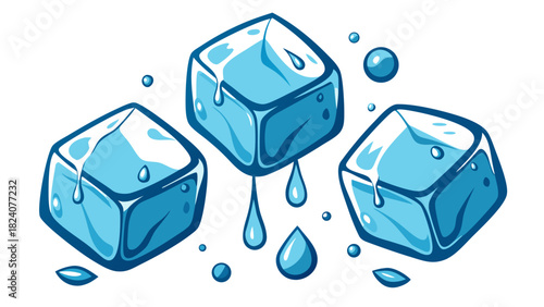 Ice cubes melting white