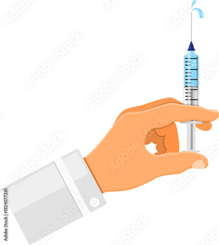 Doctor holding syringe in hand