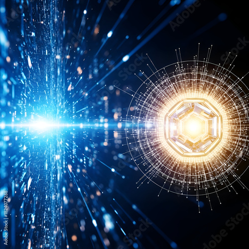 Stunning data visualization with glowing core and dynamic connections, perfect for illustrating cutting-edge technology and futuristic concepts in a professional setting