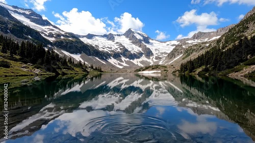 Wallpaper Mural Stunning Mountain Lake Reflection with Snow-Capped Peaks and Blue Sky. Torontodigital.ca