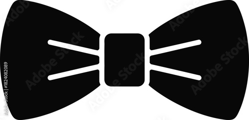 Black bow tie icon, a classic formal fashion accessory for men, representing elegance, sophistication, and special occasions like weddings and events.