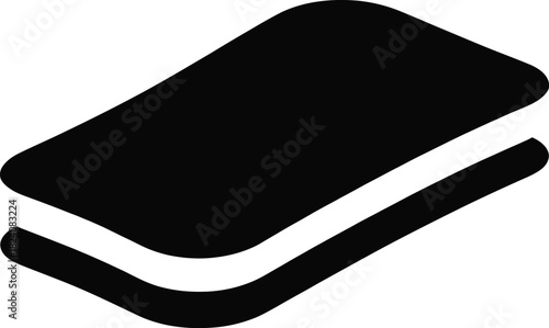 Minimalist black icon depicting two stacked sheets or cards with rounded edges, often used to represent documents, files, data, or multiple layers in user interface design