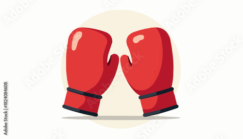 Red boxing gloves in modern flat vector design for Boxing Day  