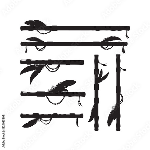 Bansuri Flute Silhouette Vector Set