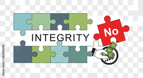 Integrity versus Corruption: A puzzle illustration representing ethical choices and bribery refusal