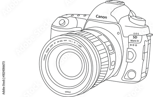 hand drawn illustration of a digital camera