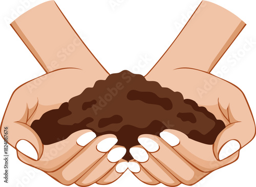 Two hands gently holding rich brown soil symbol of care for nature growth