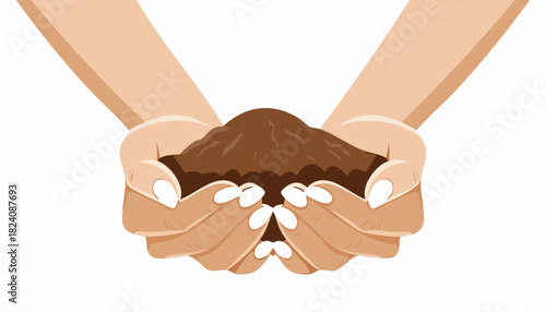 Close up of human hands offering fertile earth for gardening farming and new life to grow