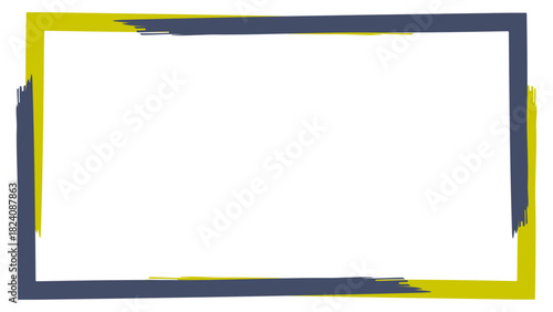 Irregular brushstroke style rectangular frame in dark blue and yellow