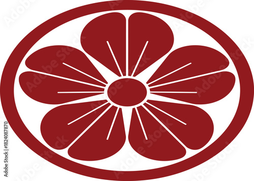 Dark red katabami crest with heart petals
